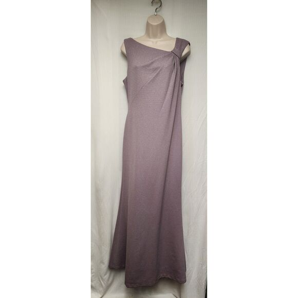 Jessica Howard Women's Mauve Lace Pleated Shoulder Maxi Gown Dress 12 - Picture 2 of 6